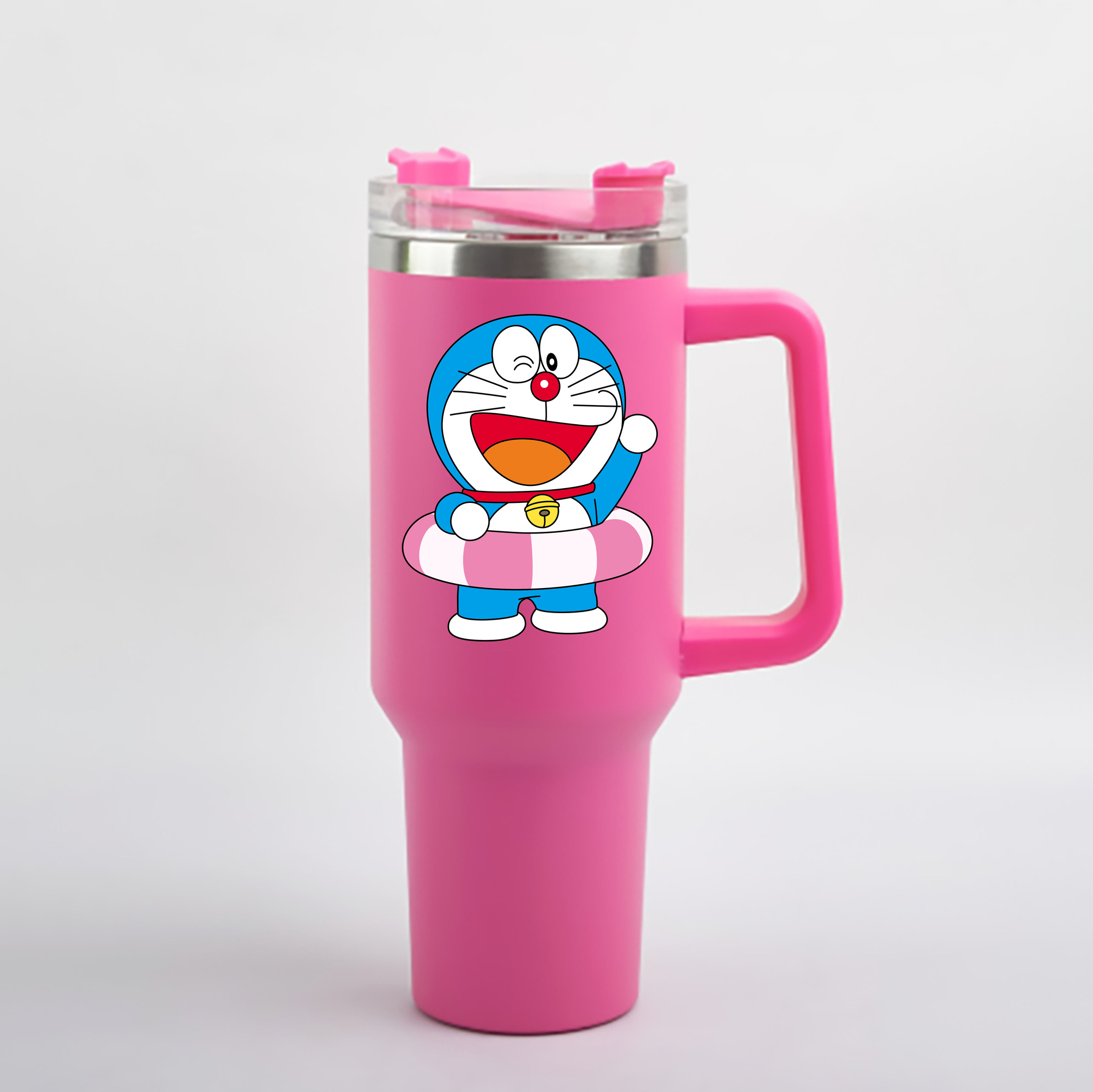 （画像用） ドラえもん Doraemon 1200mL車用タンブラー - クリスタルステッカー（プラスチックストロー付き）